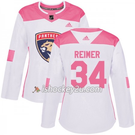 Dame NHL Florida Panthers Trøje James Reimer 34 Adidas 2017-2018 Hvid Lyserød Fashion Authentic